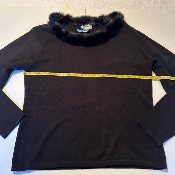 Carducci Fur Trim Long Sleeve Black Sweater - Large - Picture 7 of 9